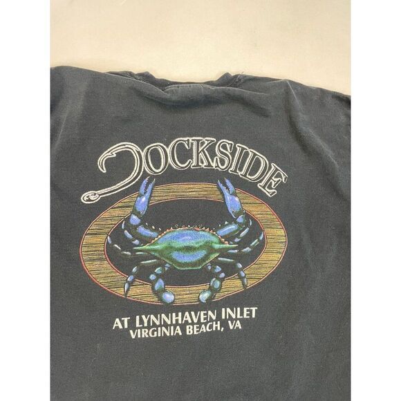 Dockside At Lynnhaven Inlet Virginia Beach T-shirt Men XL Black Long Sleeve - Picture 2 of 10